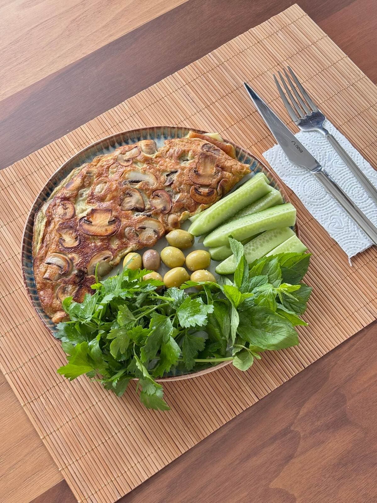 Omelette de champiñon y calabacita